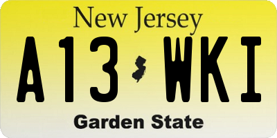 NJ license plate A13WKI