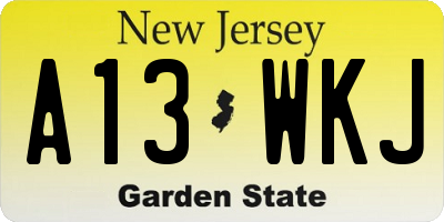 NJ license plate A13WKJ