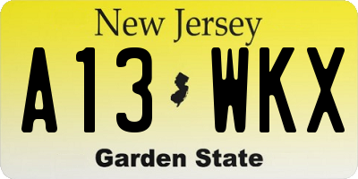 NJ license plate A13WKX