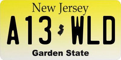 NJ license plate A13WLD
