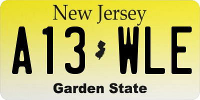 NJ license plate A13WLE