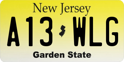 NJ license plate A13WLG