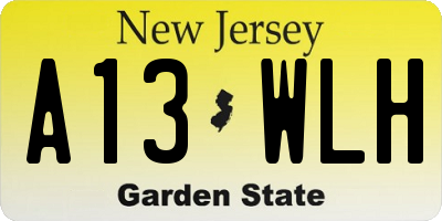 NJ license plate A13WLH