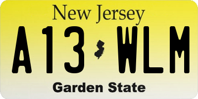 NJ license plate A13WLM
