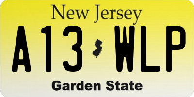 NJ license plate A13WLP