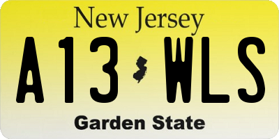 NJ license plate A13WLS