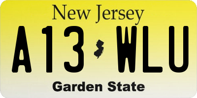 NJ license plate A13WLU