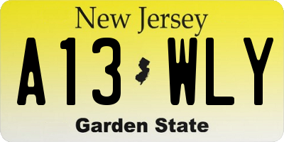 NJ license plate A13WLY