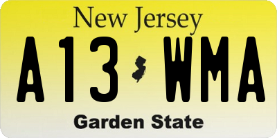 NJ license plate A13WMA