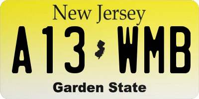 NJ license plate A13WMB