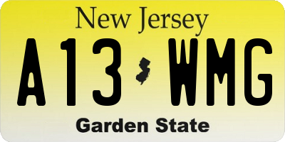 NJ license plate A13WMG