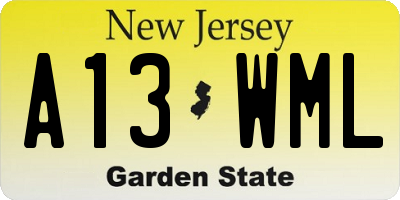 NJ license plate A13WML