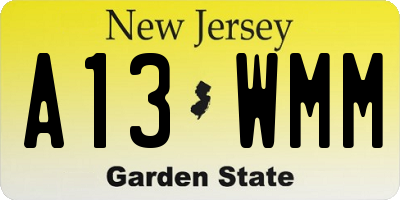 NJ license plate A13WMM