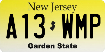 NJ license plate A13WMP