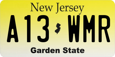 NJ license plate A13WMR
