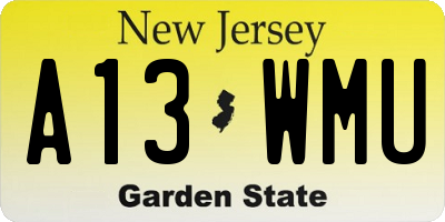 NJ license plate A13WMU