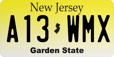 NJ license plate A13WMX