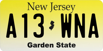 NJ license plate A13WNA