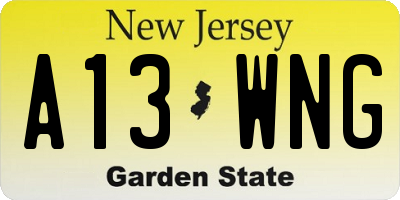 NJ license plate A13WNG