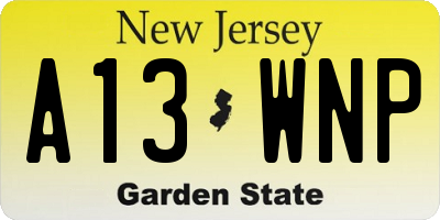 NJ license plate A13WNP