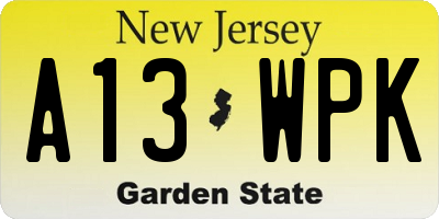 NJ license plate A13WPK