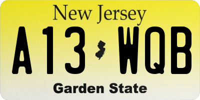 NJ license plate A13WQB