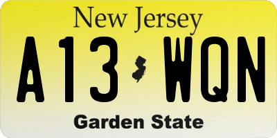 NJ license plate A13WQN