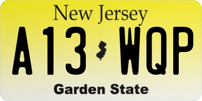 NJ license plate A13WQP