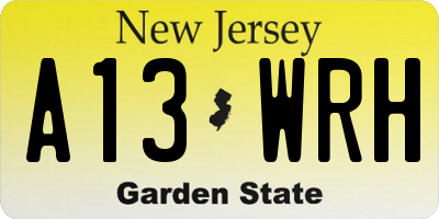 NJ license plate A13WRH