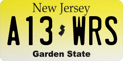 NJ license plate A13WRS