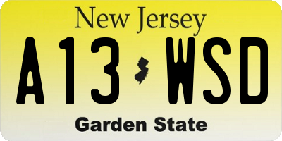 NJ license plate A13WSD