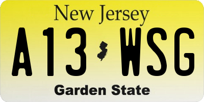 NJ license plate A13WSG