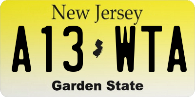 NJ license plate A13WTA