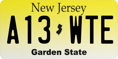 NJ license plate A13WTE
