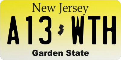 NJ license plate A13WTH