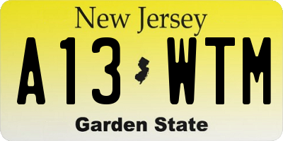 NJ license plate A13WTM