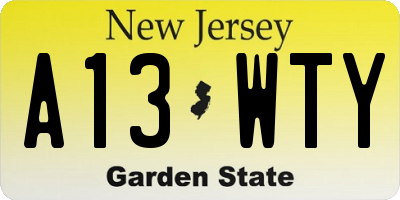NJ license plate A13WTY