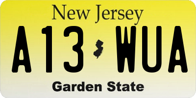 NJ license plate A13WUA
