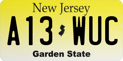 NJ license plate A13WUC
