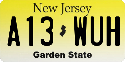 NJ license plate A13WUH