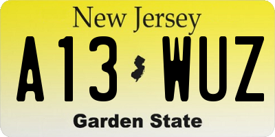 NJ license plate A13WUZ