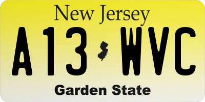 NJ license plate A13WVC