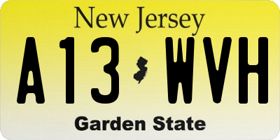 NJ license plate A13WVH