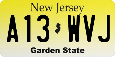 NJ license plate A13WVJ