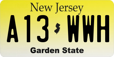 NJ license plate A13WWH
