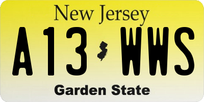 NJ license plate A13WWS