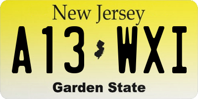 NJ license plate A13WXI