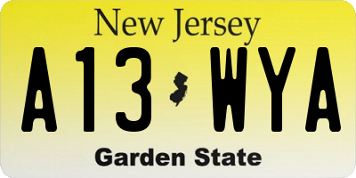 NJ license plate A13WYA