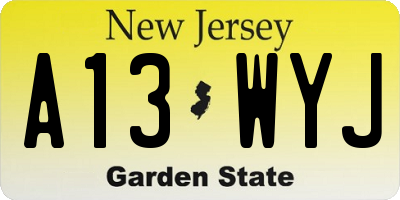 NJ license plate A13WYJ