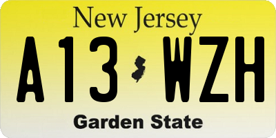 NJ license plate A13WZH